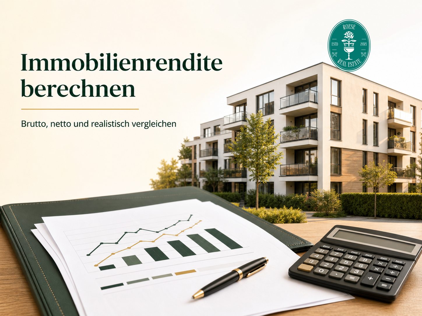 Immobilienrendite berechnen – Mehrfamilienhaus, Renditediagramm und Taschenrechner